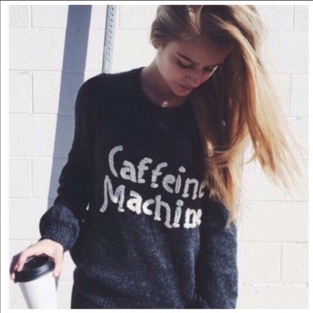 Wildfox caffeine machine sweater knit destroyed